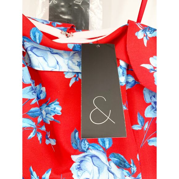 SACHIN + BABI Dress Size 12 Evening Gown Brielle Red Blue Floral Strapless - Picture 3 of 11